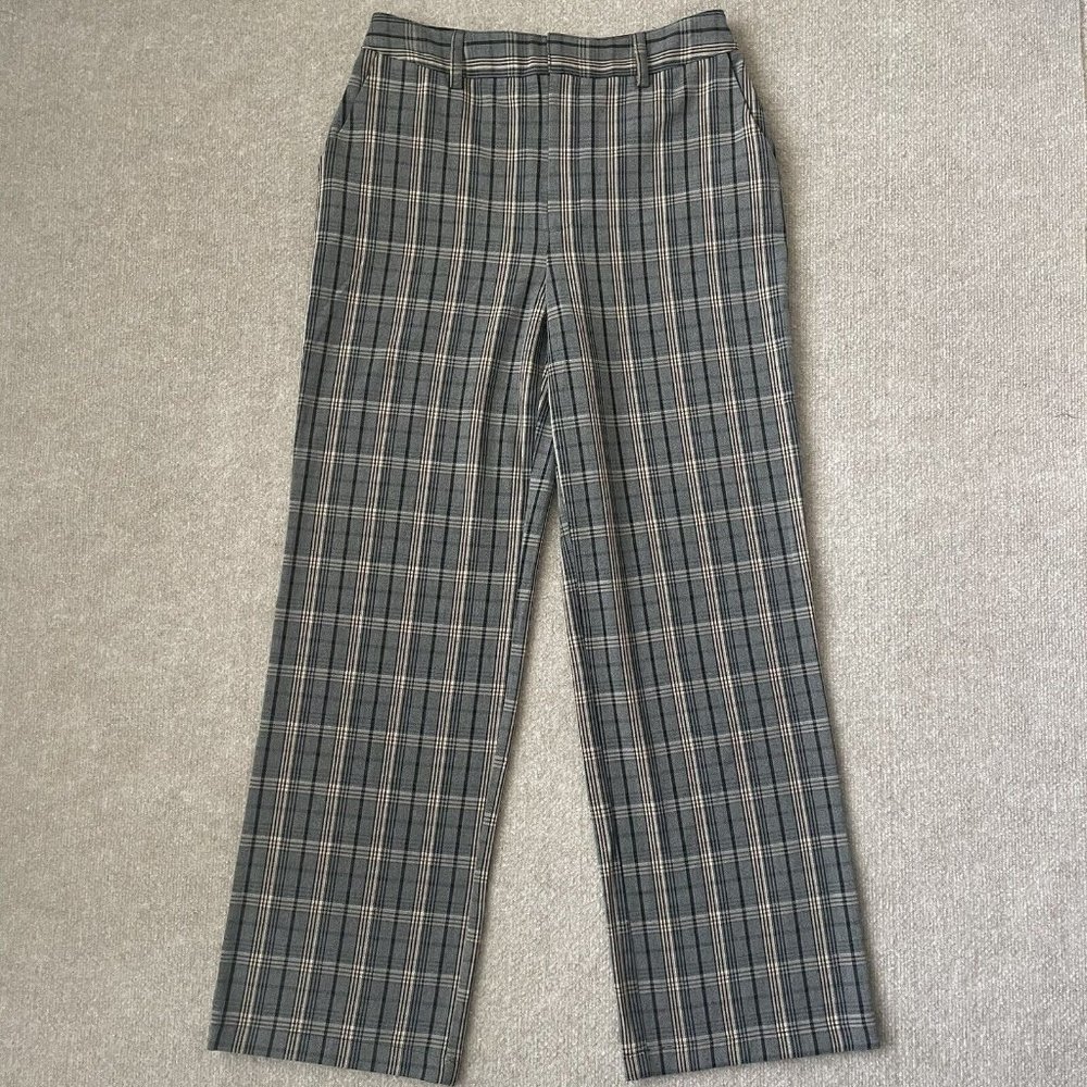 Express x negin mirsalehi Pants Womens 10 Grey Tan Black Plaid Straight Leg